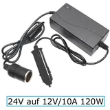 Aukson J40CS Spannungswandler 24V auf 12V Auto Zigarettenanzünder Steckdose 120W für LKW KFZ Bus PKW Konverter Inverter Netzteil Transformator Trafo Adapter Wandler Konverter