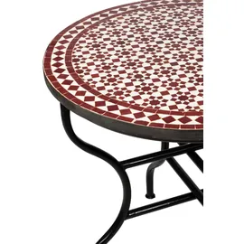 Marrakesch Orient & Mediterran Interior Albaicin Mosaiktisch Ø 100 x 75 cm Bordeaux/Natur