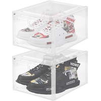 DASIAUTOEM 2 Stück Schuhboxen Stapelbar Transparent, PP- und Acrylmaterial Schuhaufbewahrung Transparenter Sneaker-Aufbewahrungs-Organizer, für Schuhe bis Größe 48 (34 x 27 x 19 cm)