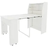 okwish Esstisch Rechteckig mit Stauraum/Stauschrank Einweg-Ausziehtisch 52/133 × 80 cm Weiß