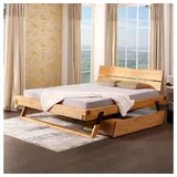 Lomadox Schlafzimmer-Set BRANTFORD-69, (Spar-Set, 3-tlg., Bettgestell Bettschubkästen), Liegefläche 160x200, Holzkopfteil, Kiefer massiv eichefarben geölt braun 178 cm x 88 cm x 222 cm