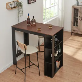 [en.casa] Bartisch Danderyd 120 x 60 x 106 cm Schwarz/Walnussoptik
