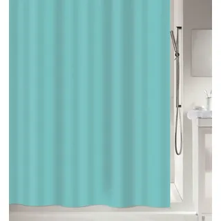 spirella Duschvorhang ATLAS Breite 180 cm, Premium Textil-Duschvorhang, 100% Polyester, wasserabweisend, Anti-Schimmel-Effekt, waschbar 40°, uni, Farbe türkis, Größe 180 x 200 cm blau 180 cm x 200 cm