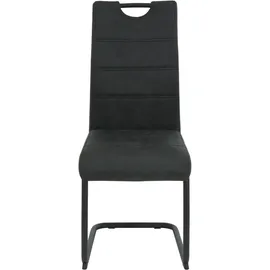 Hela Freischwinger HELA "DUNJA", schwarz (vintage anthrazit, schwarz, schwarz), B:43cm H:98cm T:58cm, 100% Polyester, Stühle, Freischwinger, Schwingstuhl; Vintage Optik; mit Griff; Rundrohrgestell