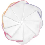 MAKIAN Molton Baby Waschlappen Set mit Schlaufe - 9 Stück Moltontücher aus 100% Baumwolle, 30x30 cm, weich & schadstoffgeprüft nach Oeko-TEX® Standard 100 geprüft, mit bunten Rand - Weiß Rosa