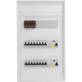 Doktorvolt Sicherungskasten Hager Aufputz Verteilerkasten 3x12 Module 14xMCB 2xRCCB VDE Überspannungsschutz verdrahtet Verteilerschrank Sicherungen 515x305x9...