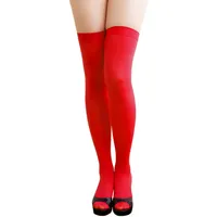 Oblique Unique® Halterlose Overknees Strumpfhose in Rot - Einheitsgröße (Größe von ca. 34 bis 40)