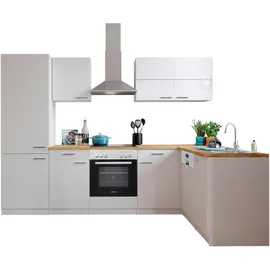 Respekta Winkelküche Hamm L-Form 280 x 172 cm E-Geräte Einbaukühl-/Gefrierkombination weiß