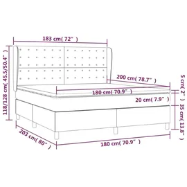 vidaXL Boxspringbett mit Matratze Dunkelbraun 180x200 cm Stoff
