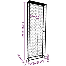 vidaXL Weinregal 108 Flaschen Metall Schwarz