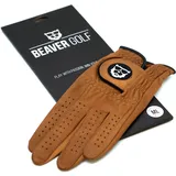 BEAVER GOLF Herren Golf Handschuh braun - Premium Cabretta-Leder - maximale Qualität - nachhaltig - Handarbeit (S, Links (Rechtshänder))