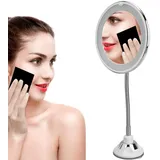 kosmetikspiegel,Tbest Spiegel Vergrößerungsspiegel 10-fache Vergrößerung LED Fülllicht Saugnapf Verstellbarer Schwanenhals-Schminkspiegel für das Home Office