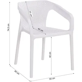 Homestyle4u Gartenstuhl 2er Set in Weiß 2694