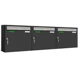 AL Briefkastensysteme Basic 3er Briefkasten RAL 7016 Anthrazit inkl. Zeitungsfach