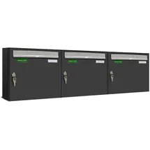 AL Briefkastensysteme Basic 3er Briefkasten RAL 7016 Anthrazit inkl. Zeitungsfach