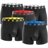 Cristiano Ronaldo 5er Pack CR7 CRISTIANO RONALDO Basic Trunk Herren Boxershorts atmungsaktive Baumwoll-Unterhose Unterwäsche 300-8125-49-2314 Schwarz/Bunt - M