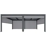 Alu Pergola HHG 787 mit 6x Seitenwand, Lamellen-Pavillon, stabiles 8cm-Metall-Gestell 3x6m anthrazit