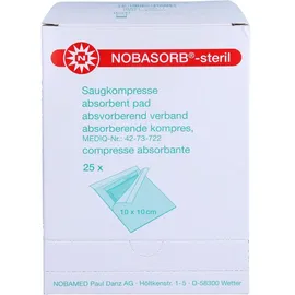 NOBAMED Nobasorb-steril Saugkompressen 10 x 10 cm 25 St