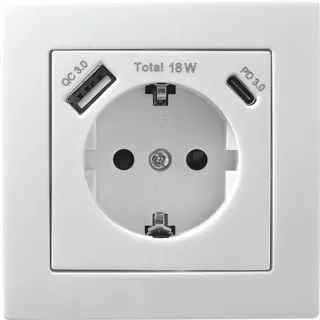 McPower Flair, 1x USB-C - 18W Quickcharge - 1x USB-A, weiß
