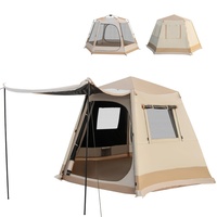 GOPLUS Campingzelt wasserdicht für 4-6 Personen, automatisches Wurfzelt mit 2500mm Wassersäule, Wurfzelt mit Vorzelt, Tasche, 2 Eingängen & 4 Fenstern, Pop up Zelt Sofortzelt für Reise & Camping