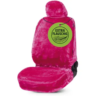 Walser Autositzbezug Teddy, Sitzbezug Kunstfell, Auto-Schonbezug in Lammfell-Optik, Flauschiger Plüsch-Schonbezug vegan pink
