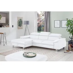 Polstergarnitur COTTA "Komaris L-Form", weiß, B:242cm, Sitzmöbel-Sets, Set bestehend aus: Ecksofa mit Kopfteilverstellung & Hocker