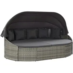 vidaXL Outdoor-Sonneninsel mit Dach Poly Rattan Grau