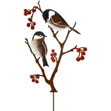 FELIXLEO Vogeltränke Vogel Gartenstecker 60cm Metall Vogel Gartendeko Outdoor Bemalt