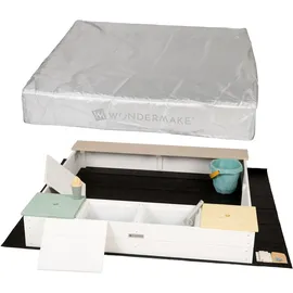 wondermake® Sandkasten mit Matschküche und Abdeckung weiß/bunt