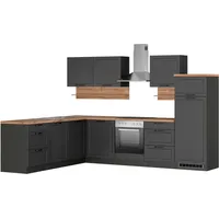 kochstation Winkelküche L-Form 240 x 300 cm grau