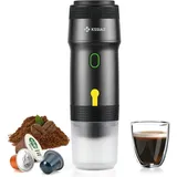 Kssiaz Tragbare Espressomaschine, Elektrische Espressomaschine mit Selbsterhitzung, USB-C & Autoladegerät, Mini-Kaffeemaschine mit NS-Kapsel & Gemahlenem Kaffee für Camping, Wandern, Reisen, RV, Büro