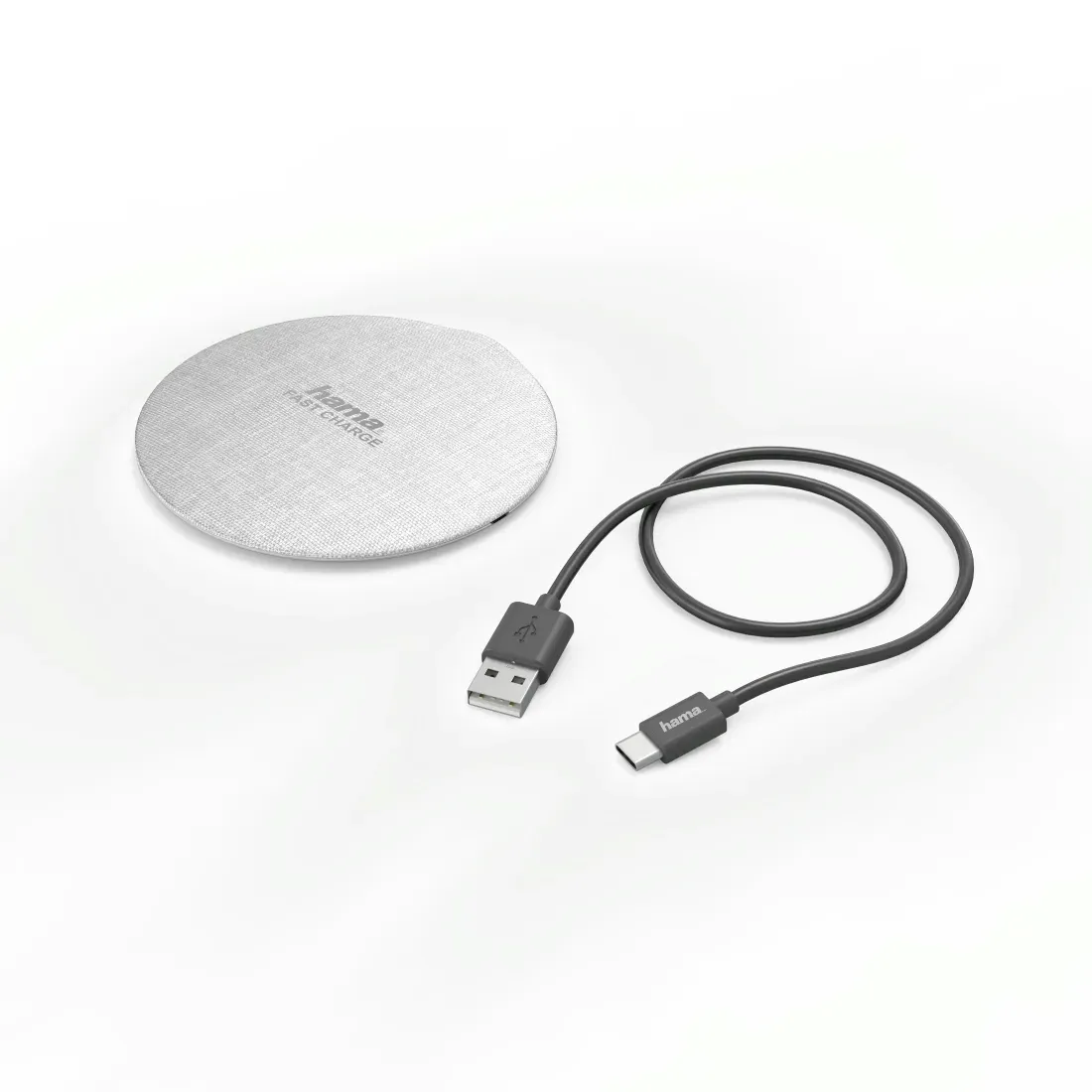 Hama 00183380 Ladegerät für Mobilgeräte Smartphone Silber, Weiß USB Kabelloses Aufladen Drinnen