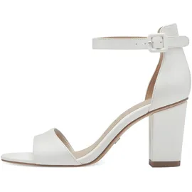 TAMARIS Damen Sandalen mit Absatz Leder Blockabsatz Sommer; WHITE/weiß; 41 EU