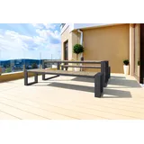 OUTFLEXX Kona Garten-Essgruppe, dark grey/natur, Alu/recycled FSC-Teak, Esstisch 240x100cm, 2x Bank 240x40cm, U-Gestell