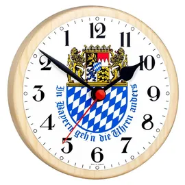 Selva Bayernuhr mit Wappen – Rückwärtsläufer-Uhr – für Hobbyraum, PARTYKELLER, Maße: Ø: 16,5 cm