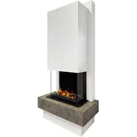 muenkel design Milano Verde-Gris [moderner Design Elektrokamin Opti-myst heat]: Haube weiß - Mit Heizung