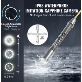 Vevor Kanalkamera 50m Rohrkamera Rohrinspektionskamera mit 25,7cm Touchscreen