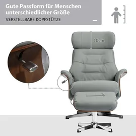 Homcom Relaxsessel mit Hocker, Fernsehsessel mit Liegefunktion, verstellbare Kopfstütze, Drehbar TV-Sessel bis 150 kg, für Wohnzimmer, Sessel, Relaxsessel