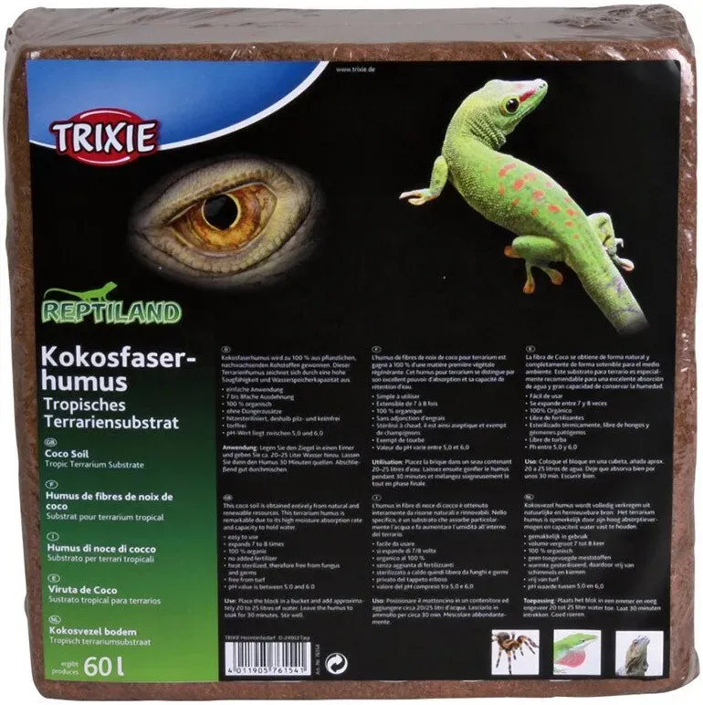 TRIXIE Terrarien-Substrat Kokosfaserhumus, Substrat, gepresst ergibt: 60 l