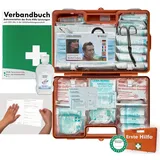 HM Arbeitsmedizin Verbandskoffer/Verbandskasten (G) Typ C - Erste Hilfe nach AKTUELLER DIN 13169 für Betriebe INKL. Verbandbuch + Hygiene-Gel