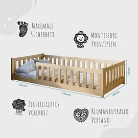 Kids Collective Jugendbett Bodenbett 90 x 200 cm Kiefer natur beige