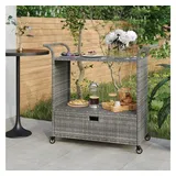 vidaXL Barwagen mit Schublade Grau 100x45x97 cm Poly Rattan