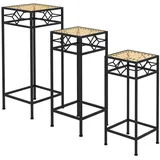 Outsunny 3-tlg. Pflanzenständer Blumenhocker Blumentopfhalter mit Rattanoptik