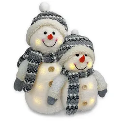 Gravidus 2er Set LED Deko Schneemann Papa und Sohn Weihnachtsdekoration beleuchtete