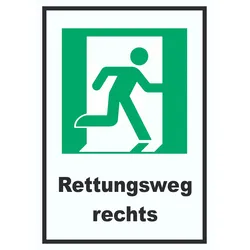 Rettungsweg rechts A6 (105x148mm) Schild