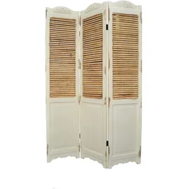 Hti-Living Paravent 3-teilig im Shabby Chic Raumteiler im Landhausstil mit Lamellen Sichtschutz HTI living
