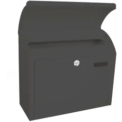 PROREGAL Wandbriefkasten Denian mit Namensschild | HxBxT 33x38,4x17cm | Einwurföffnung 34x4,5cm |Anthrazit