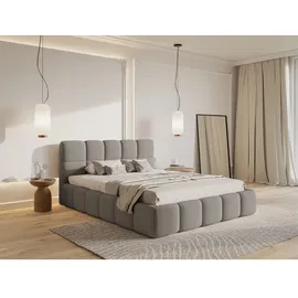Selsey Cloudy - Bett mit Polsterrahmen, Boucle-bezug in Grau, 140 cm