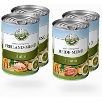 Bellfor Starter-Paket Hundefutter Nass mit Huhn und Lamm - Getreidefrei Freiland-Menü + Heide-Menü Set 1,6 kg