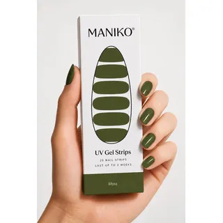 Maniko® UV Gel Strips - Selbstklebende Nagelfolie für bis zu 2 Anwendungen - Vegan & langanhaltend - Maniküre für natürliche Nägel (20 UV Gel Strips) (Moss)